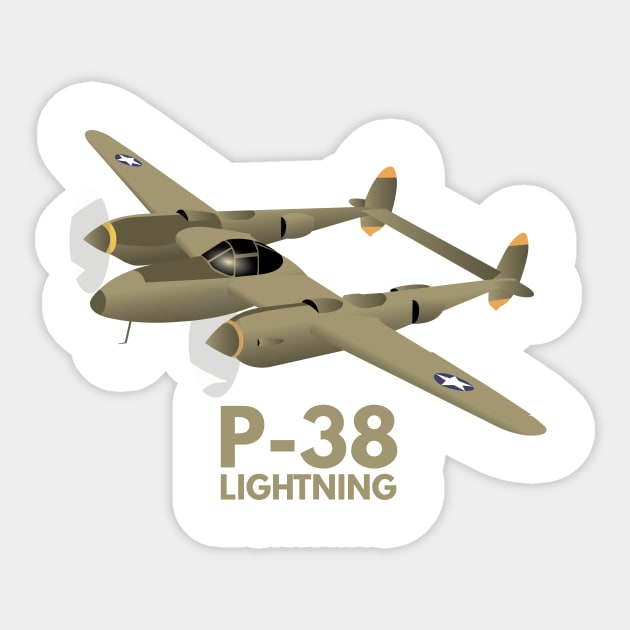 WW2 P-38 Lightning Airplane Sticker by NorseTech